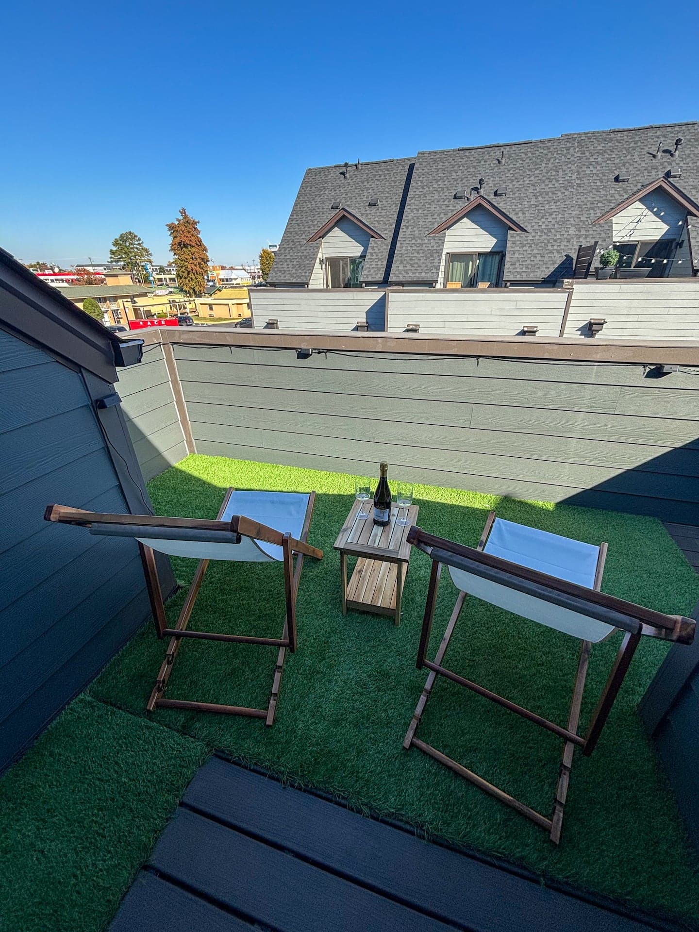 Rooftop terrace turf and skyline view